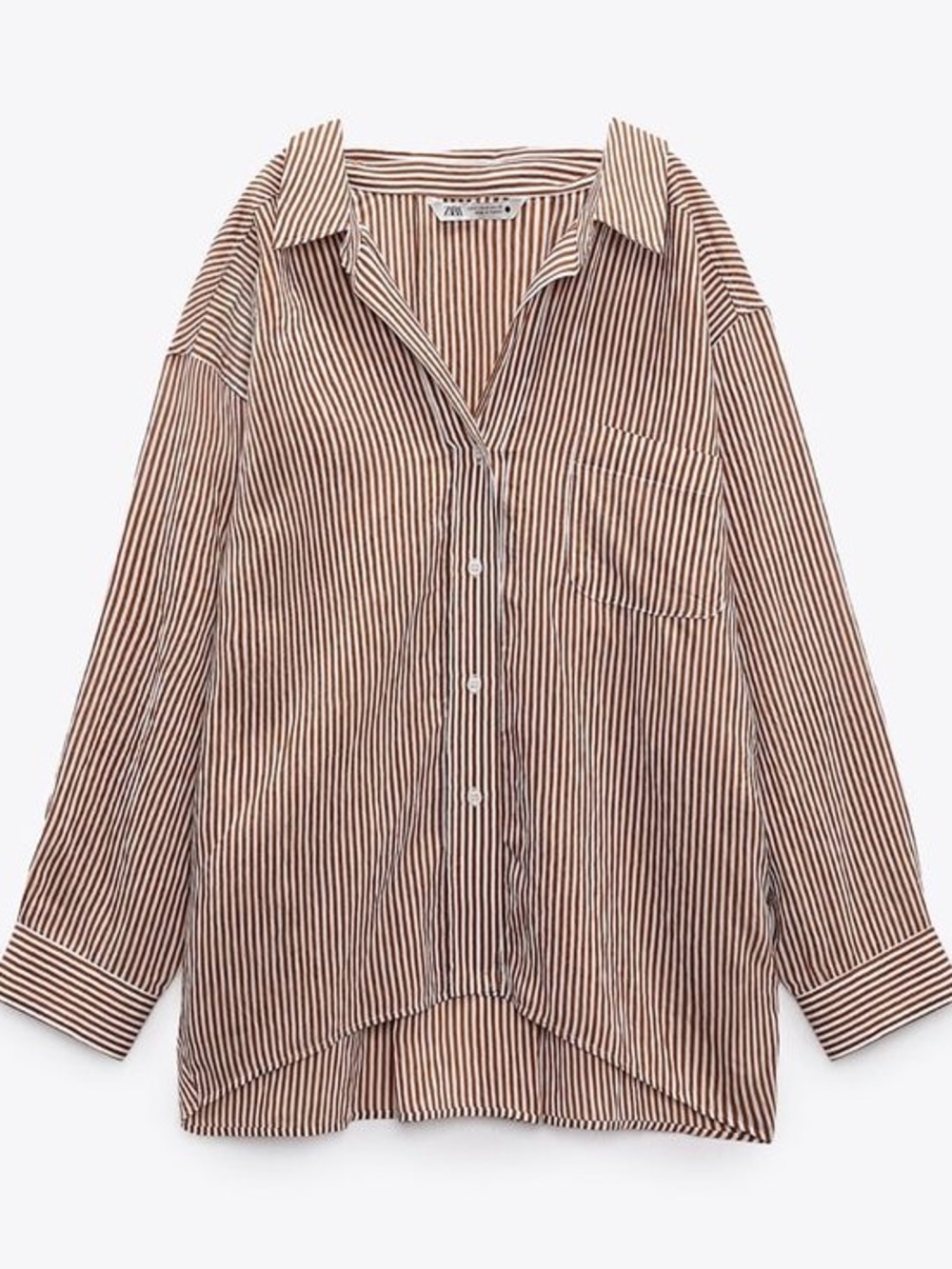 Striped Button-Up Shirt in Brown & Cream